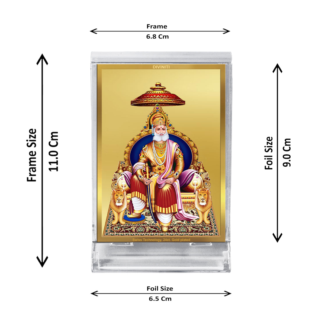 Diviniti 24K Gold Plated Maharaja Agrasen Frame For Car Dashboard, Home Decor, Table Top, Gift (11 x 6.8 CM)