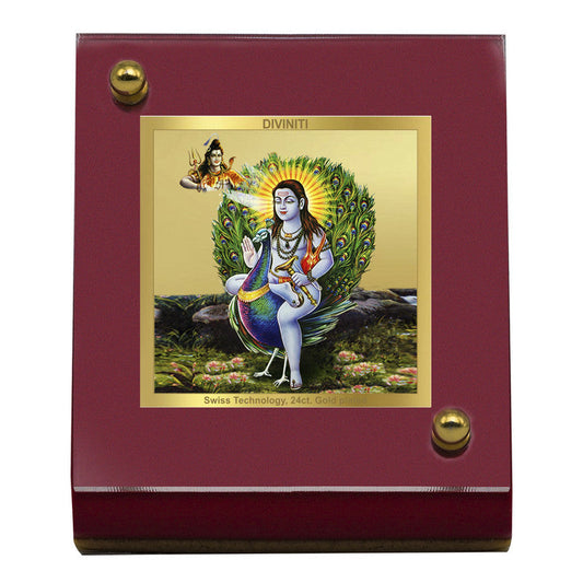 Diviniti 24K Gold Plated Baba Balak Nath Frame For Car Dashboard, Home Decor, Table Top, Prayer (5.5 x 6.5 CM)