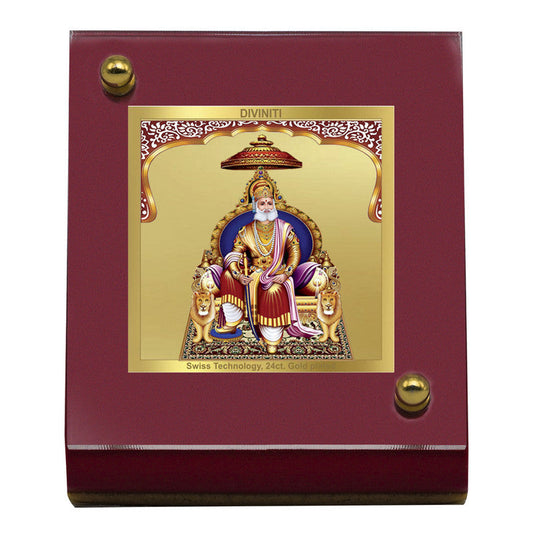 Diviniti 24K Gold Plated Agrasen Maharaj Frame For Car Dashboard, Home Decor Showpiece, Gift (5.5 x 6.5 CM)