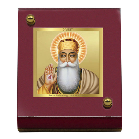 Diviniti 24K Gold Plated Guru Nanak Frame For Car Dashboard, Home Decor, Table Top (5.5 x 6.5 CM)