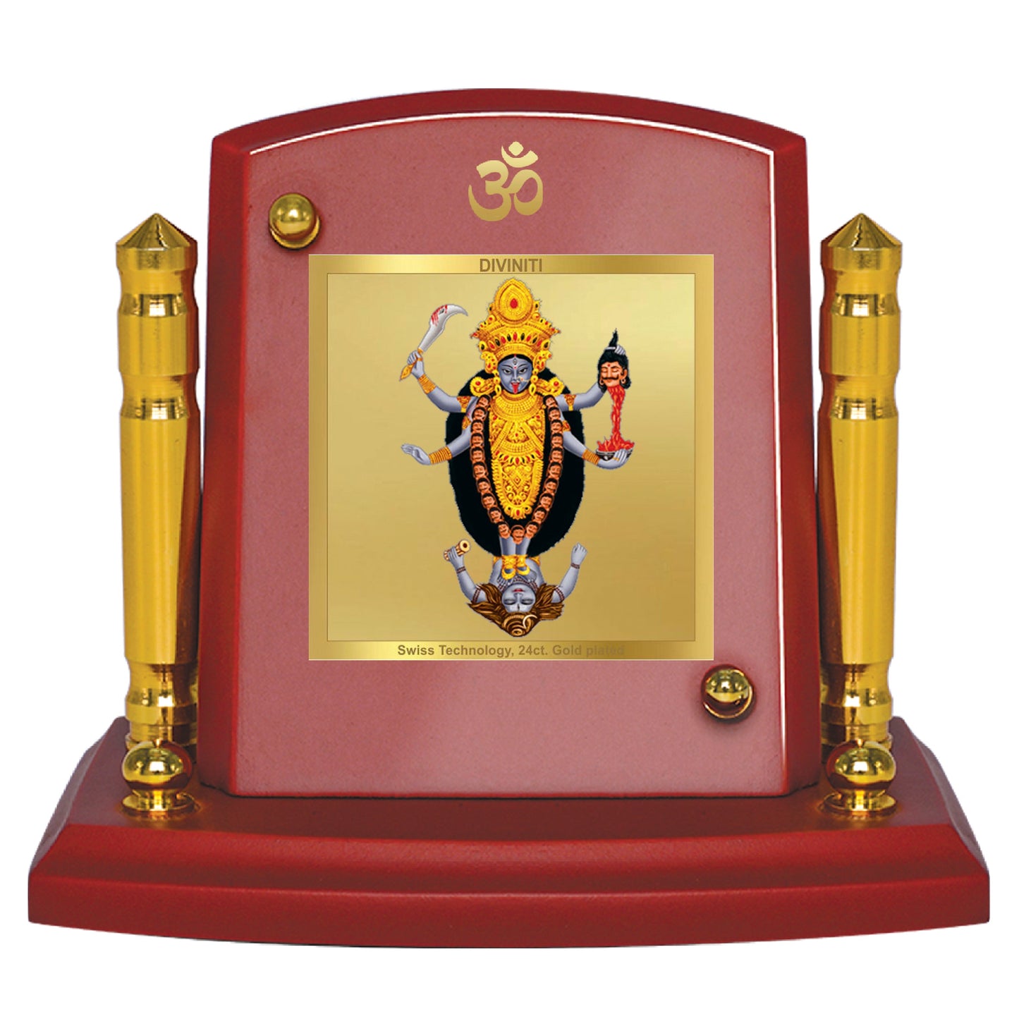 Diviniti 24K Gold Plated Maa Kali Frame For Car Dashboard, Home Decor, Table, Puja Room (7 x 9 CM)