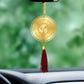 Diviniti 24K Gold Plated Double Sided Lakshmi Charan & Shree Yantra Car Dangler| 6CM Lakshmi Charan Hanging Car Decor| Luxurious Dangler For Car| Divine Car Accessories For Positive Energy