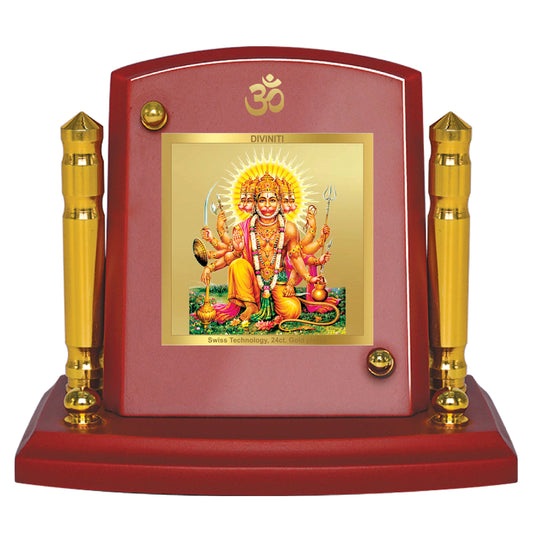 Diviniti 24K Gold Plated Panchmukhi Hanuman For Car Dashboard, Home Decor, Table, Puja (7 x 9 CM)