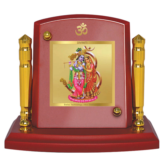 Diviniti 24K Gold Plated Radha Krishna For Car Dashboard, Home Decor, Festival Gift (7 x 9 CM)