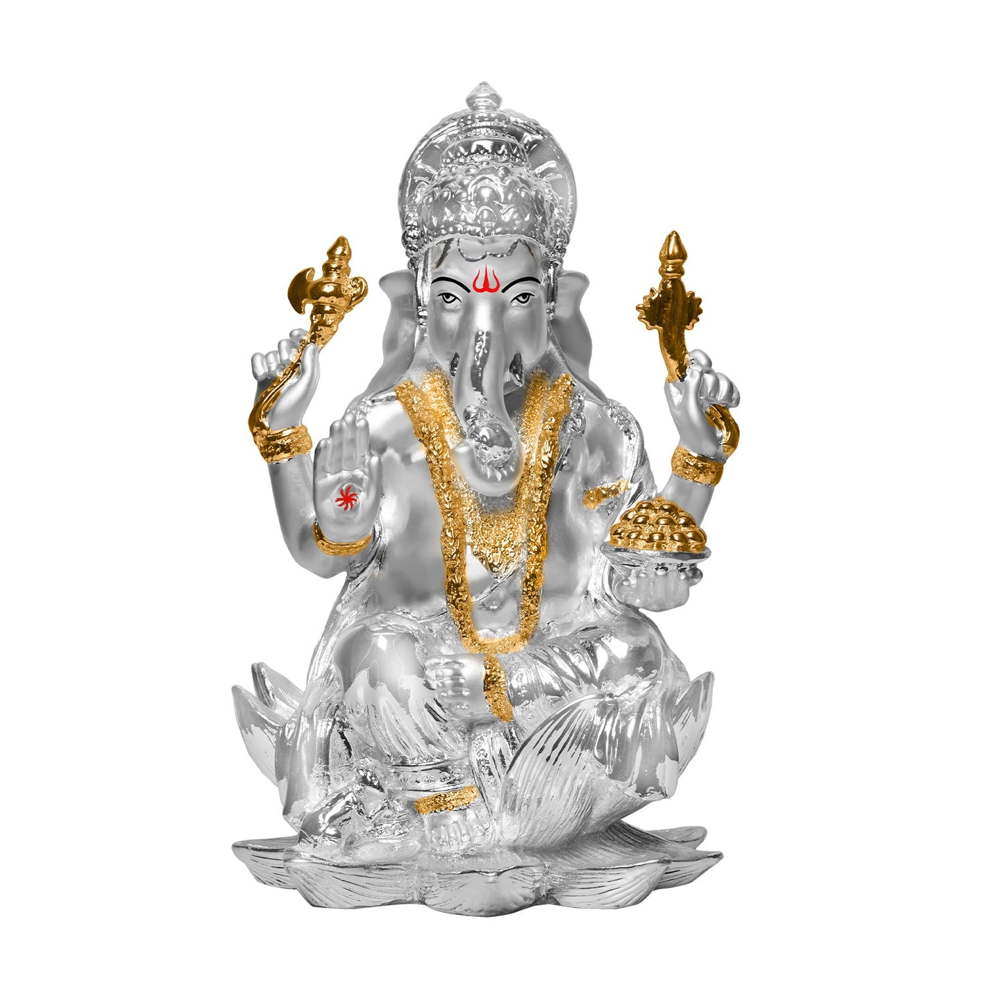 Diviniti 999 Silver Plated Ganesha Idol for Home Decor Showpiece (18 X 11.5 CM)