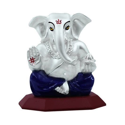 Diviniti 999 Silver Plated Lord Ganesha Idol for Home Decor Showpiece (10X7CM)