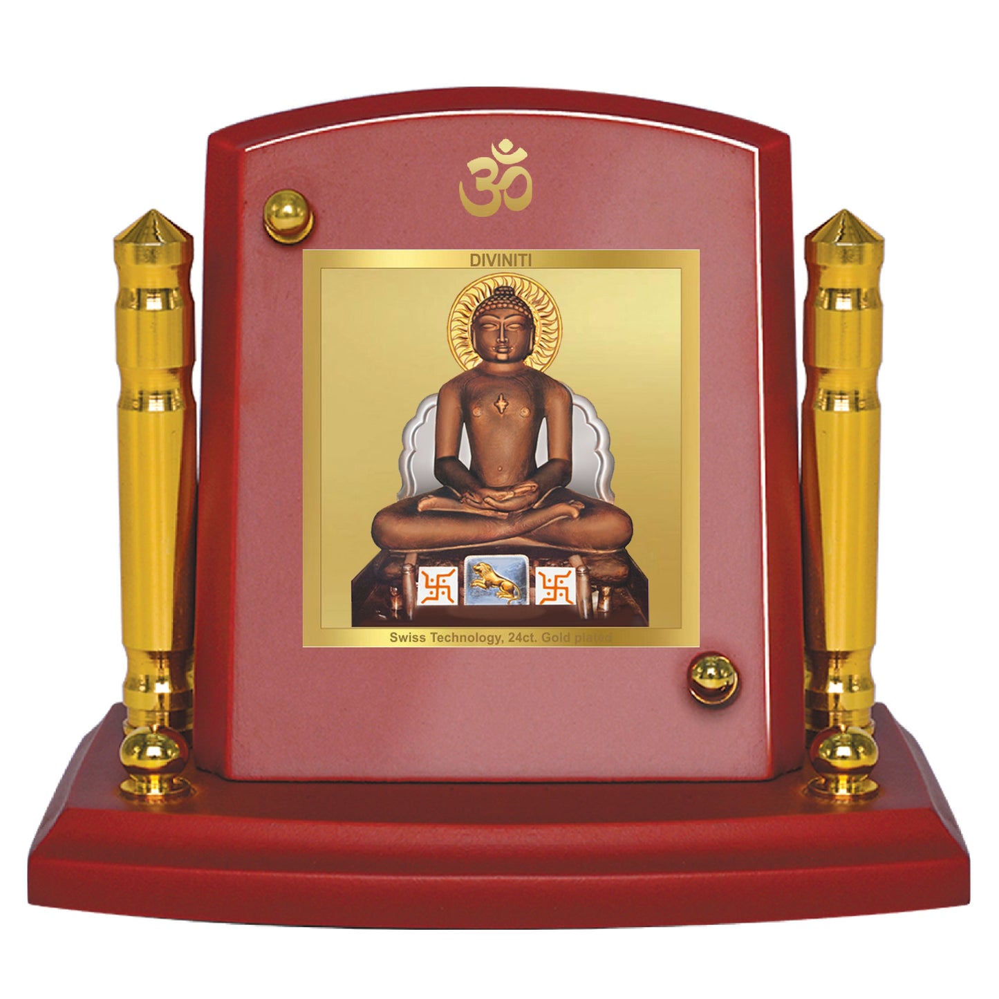 Diviniti 24K Gold Plated Mahavir For Car Dashboard, Home Decor, Table, Prayer (7 x 9 CM)