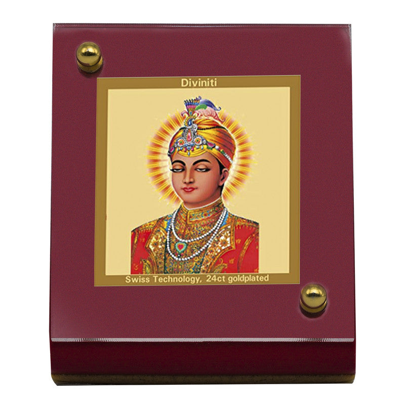 Diviniti 24K Gold Plated Guru Harkrishan Frame For Car Dashboard, Home Decor, Table Top, Gift (5.5 x 6.5 CM)