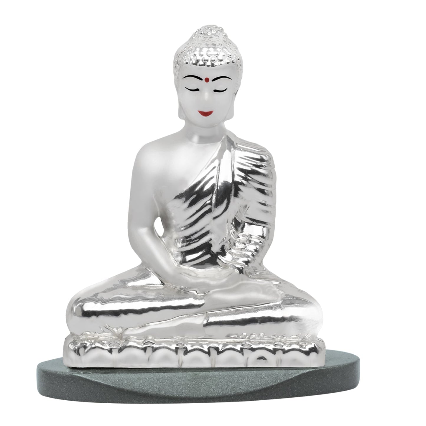 Diviniti 999 Silver Plated Buddha Idol for Home Decor Showpiece (8 X 7 CM)