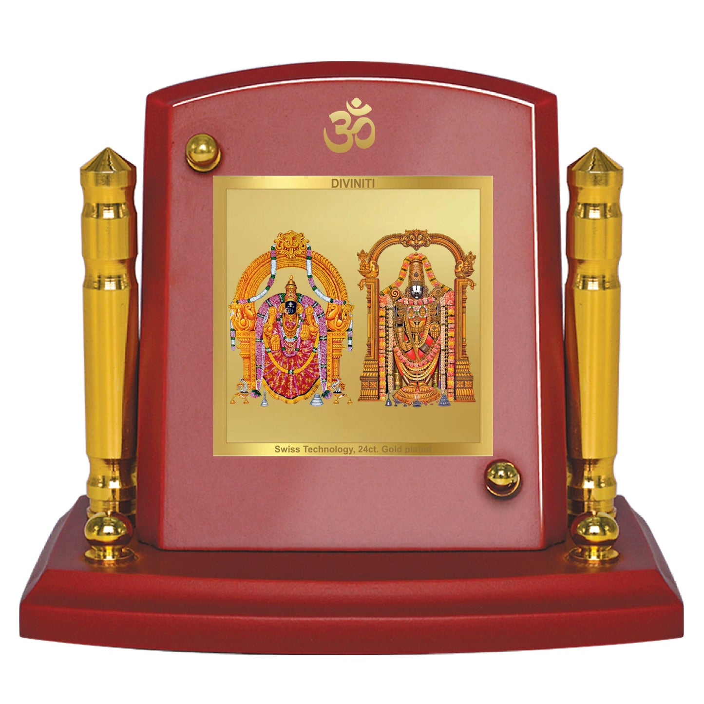 Diviniti 24K Gold Plated Padmavathi Balaji Frame For Car Dashboard, Home Decor, Table (7 x 9 CM)