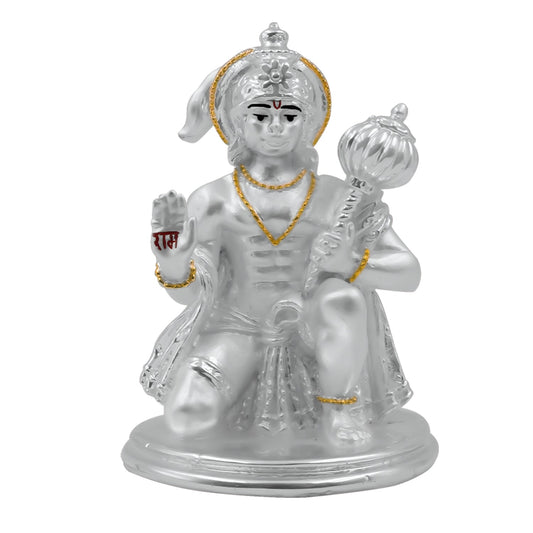 Diviniti 999 Silver Plated Hanuman Ji Idol for Home Decor Showpiece (8X5.5CM)