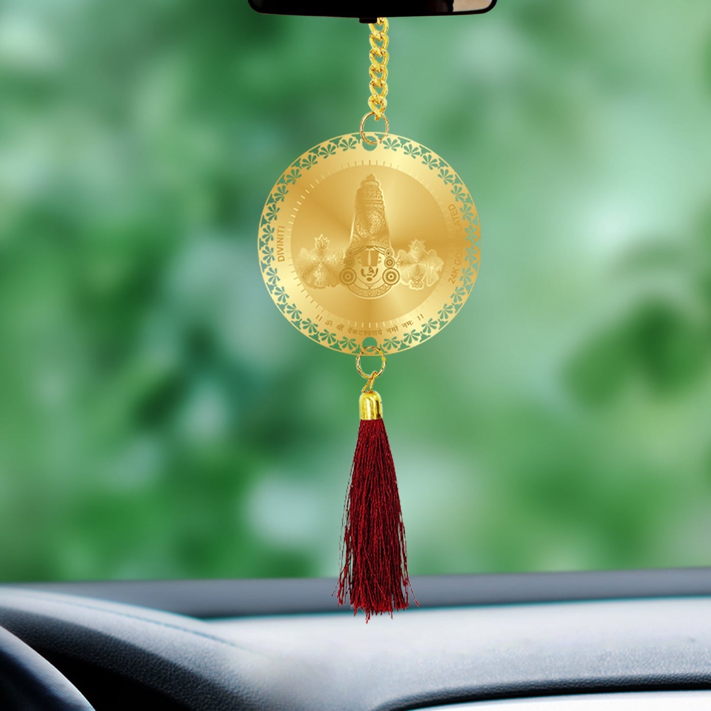 Diviniti 24K Gold Plated Double Sided Car Dangler (Tirupati Balaji)