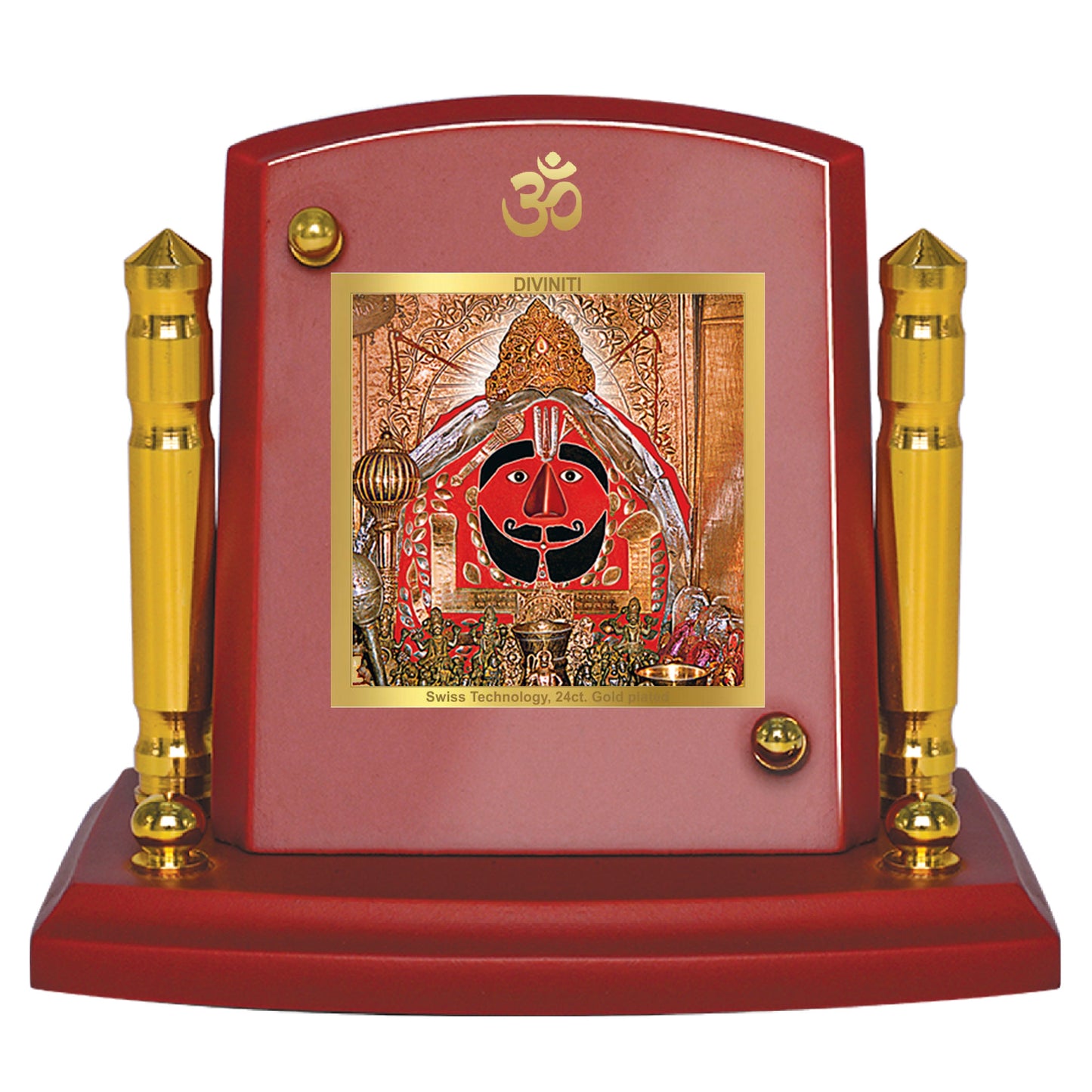 Diviniti 24K Gold Plated Salasar Balaji For Car Dashboard, Home Decor, Table Top, Puja (7 x 9 CM)