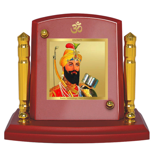 Diviniti 24K Gold Plated Guru Gobind Singh For Car Dashboard, Home Decor & Table (7 x 9 CM)