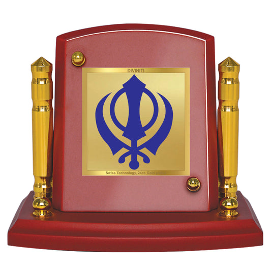 Diviniti 24K Gold Plated Ik Onkar For Car Dashboard, Home Decor, Table, Prayer (7 x 9 CM)