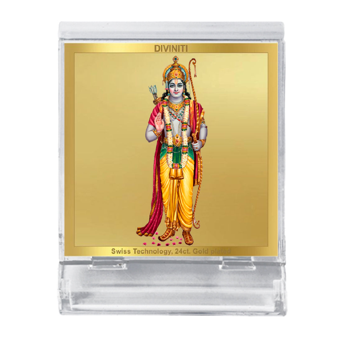 Diviniti 24K Gold Plated Lord Ram Frame For Car Dashboard, Home Decor, Puja, Festival Gift (5.8 x 4.8 CM)