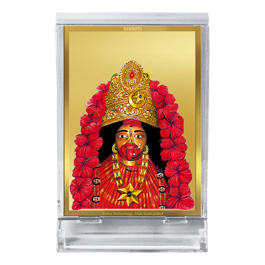 Diviniti 24K Gold Plated Tara Devi Frame For Car Dashboard, Home Decor Showpiece, Puja (11 x 6.8 CM)