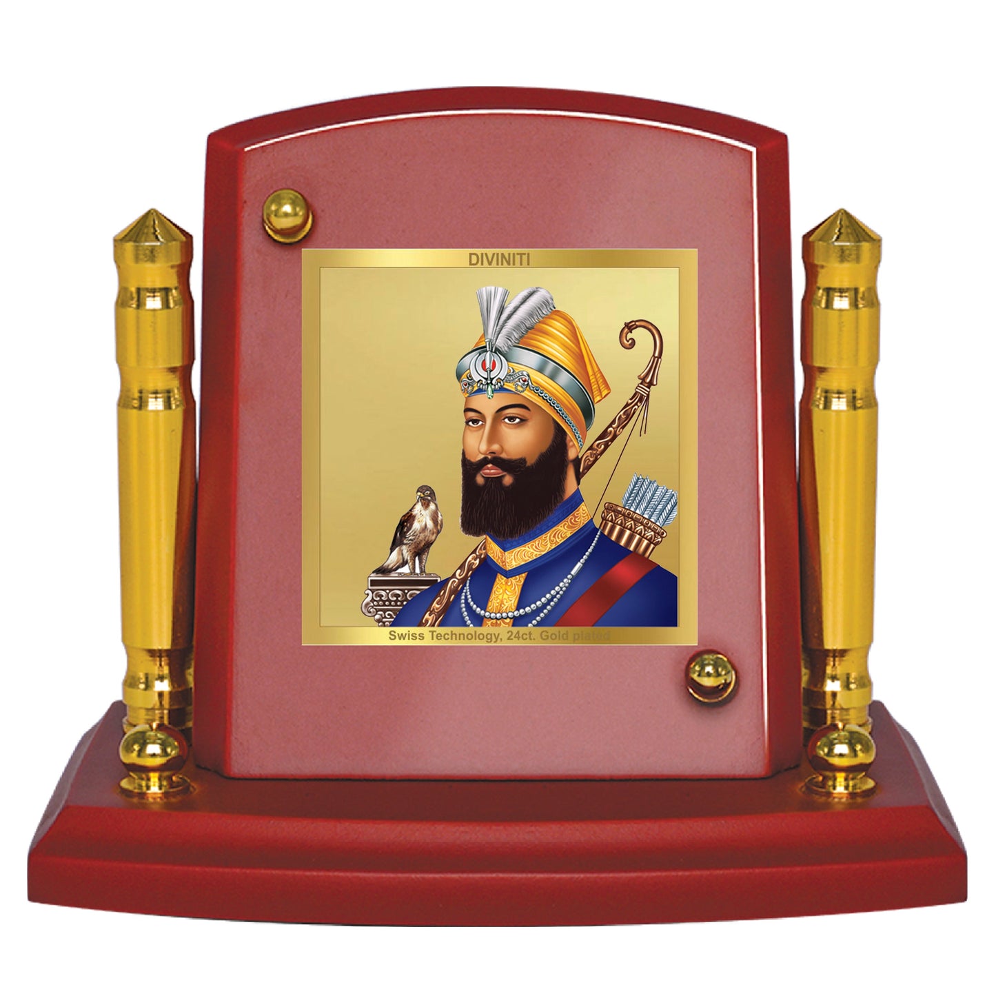 Diviniti 24K Gold Plated Guru Gobind Singh For Car Dashboard, Home Decor, Table (7 x 9 CM)