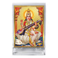 Diviniti 24K Gold Plated Saraswati Mata Frame For Car Dashboard, Home Decor Showpiece, Puja Room (11 x 6.8 CM)