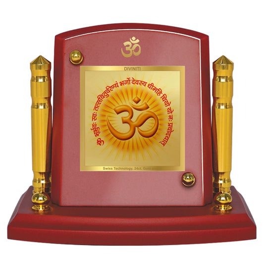 Diviniti 24K Gold Plated Gayatri Mantra For Car Dashboard, Home Decor, Table, Puja (7 x 9 CM)