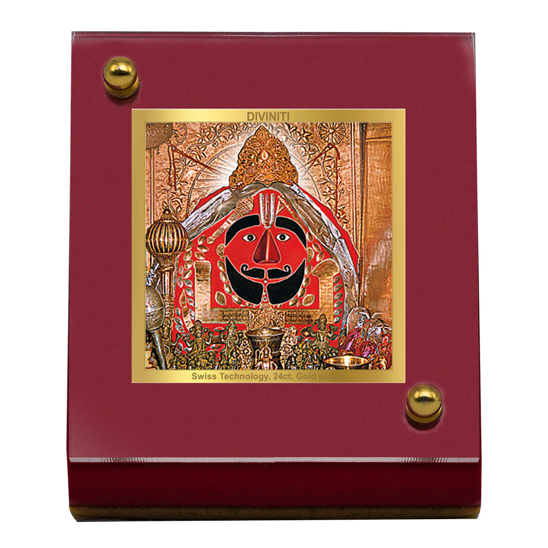 Diviniti 24K Gold Plated Salasar Balaji Frame For Car Dashboard, Home Decor, Table, Puja (5.5 x 6.5 CM)