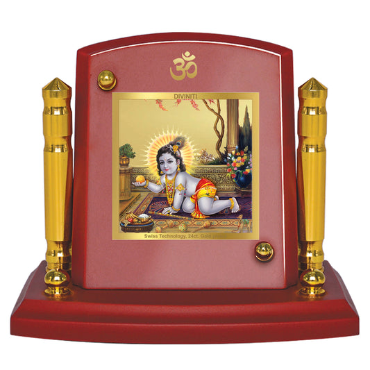 Diviniti 24K Gold Plated Laddu Gopal For Home Decor Showpiece, Puja Room, Housewarming Gift (7 x 9 CM)