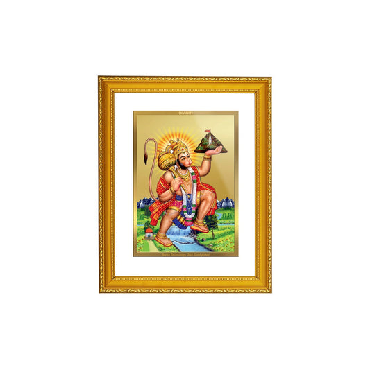 Diviniti 24K Gold Plated Lord Hanuman Photo Frame For Home Decor, Table, Wall Decor, Worship, Gift (20.8 x 16.7 CM)