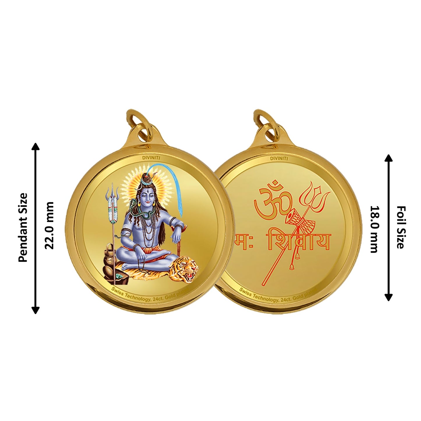 Diviniti 24K Double sided Gold Plated Pendant  SHIVA & OM|18 MM Flip Coin (1 PCS)