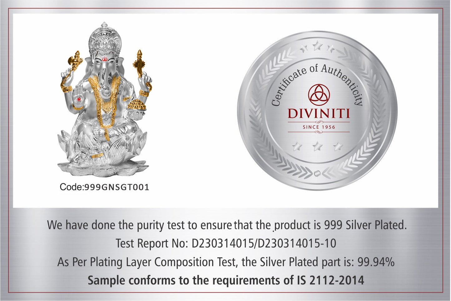 Diviniti 999 Silver Plated Ganesha Idol for Home Decor Showpiece (18 X 11.5 CM)