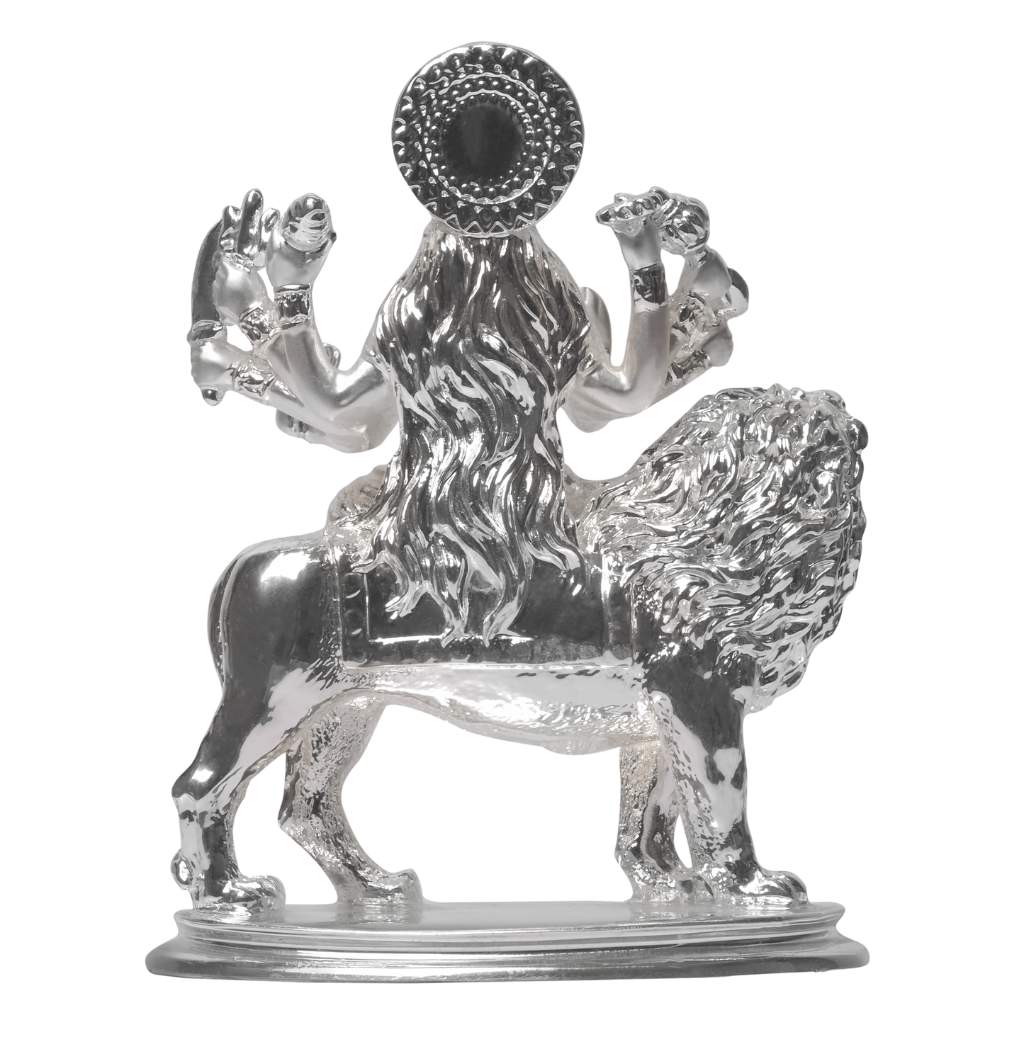 Diviniti Sherawali Mata Idol for Home Decor| 999 Silver Plated Sculpture of Sherawali Mata Figurine| Idol for Home, Office, Temple and Table Decoration| Religious Idol For Pooja, Gift