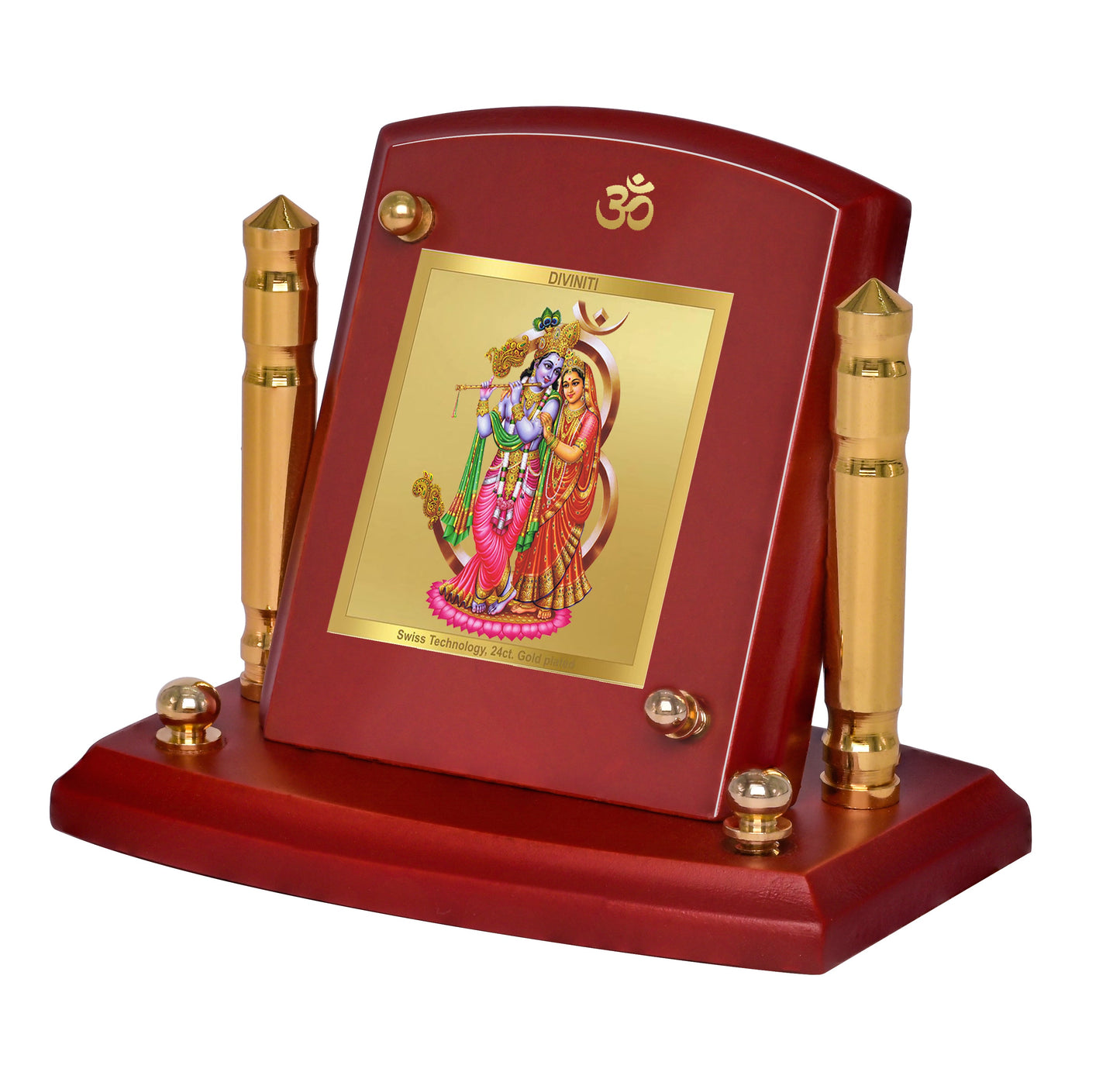 Diviniti 24K Gold Plated Radha Krishna For Car Dashboard, Home Decor, Festival Gift (7 x 9 CM)