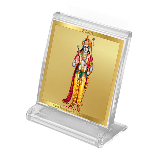 Diviniti 24K Gold Plated Lord Ram Frame For Car Dashboard, Home Decor, Puja, Festival Gift (5.8 x 4.8 CM)