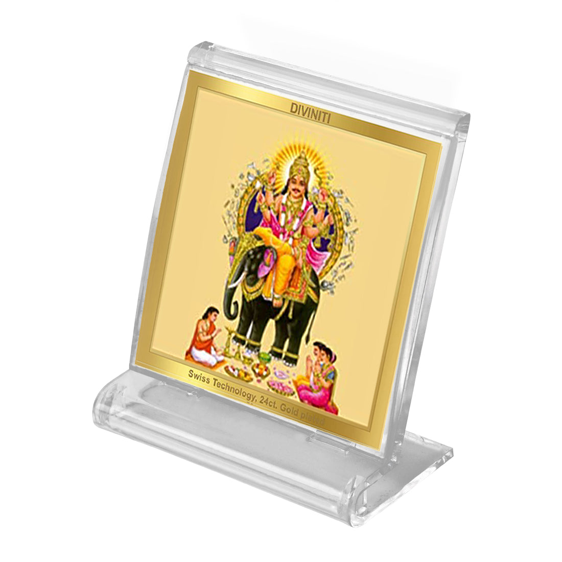 Diviniti 24K Gold Plated Vishwakarma Frame For Car Dashboard, Home Decor, Puja, Gift (5.8 x 4.8 CM)