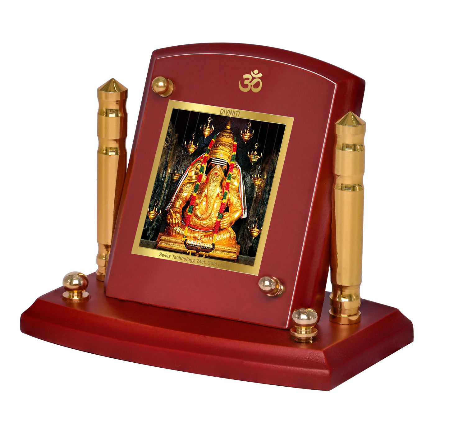 Diviniti 24K Gold Plated Ayyappan Ji For Car Dashboard, Home Decor, Prayer (7 x 9 CM)