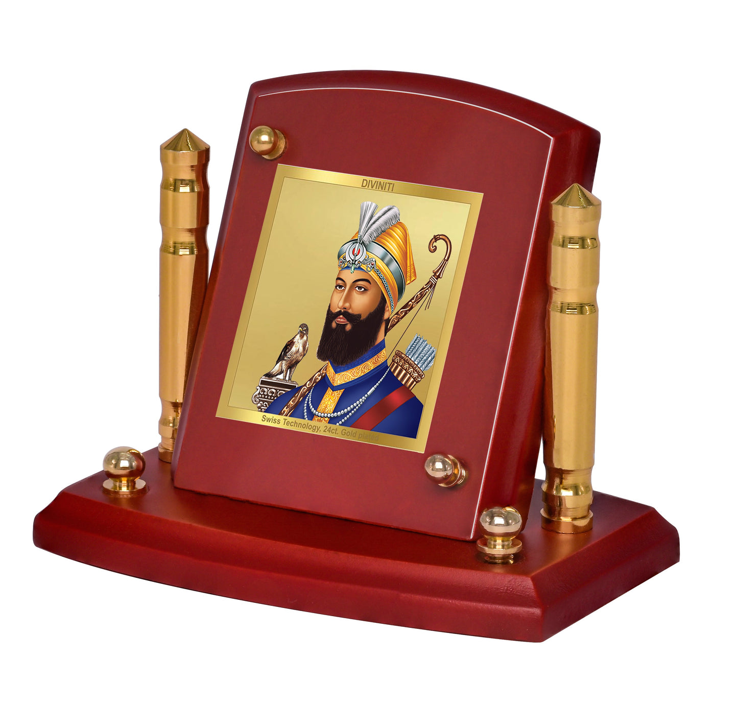 Diviniti 24K Gold Plated Guru Gobind Singh For Car Dashboard, Home Decor & Table (7 x 9 CM)