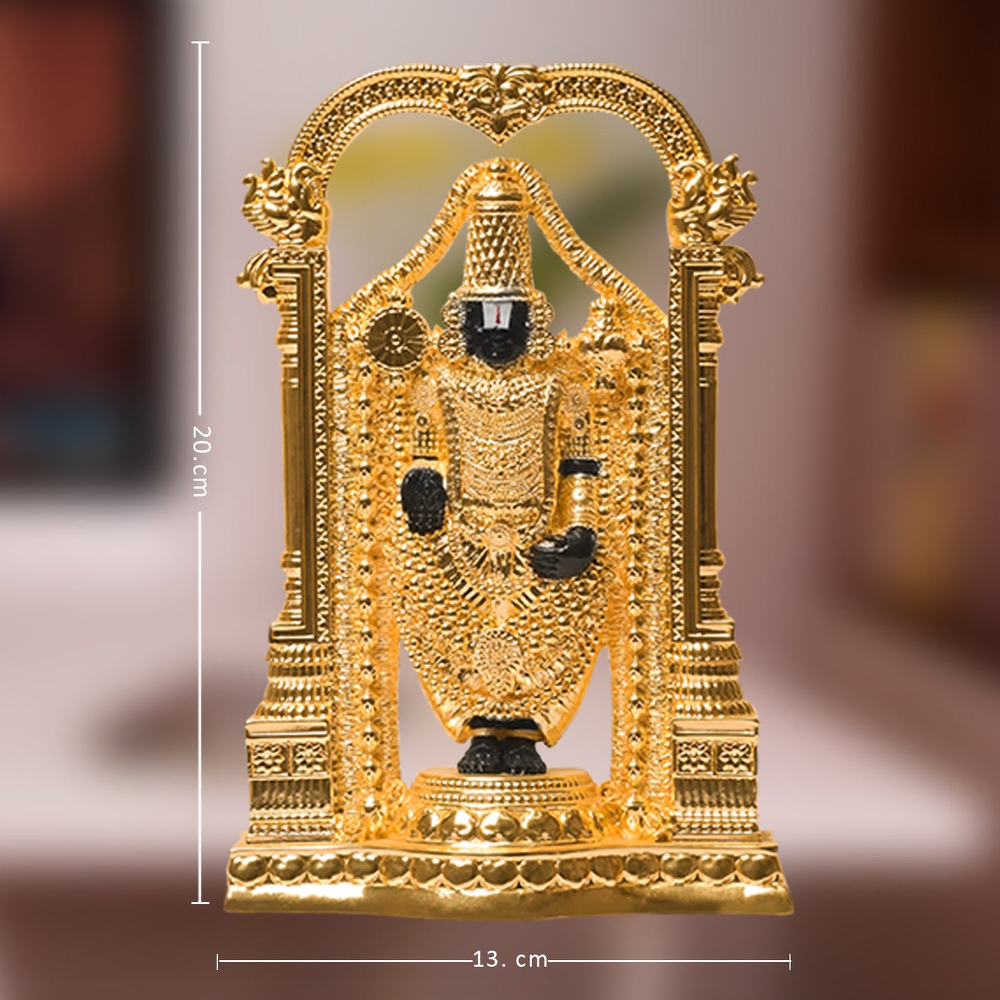 Diviniti 24K Gold Plated Tirupati Balaji Idol for Home Decor Showpiece (20X13CM)