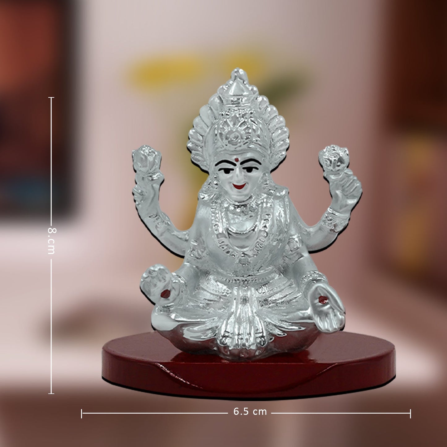 Diviniti 999 Silver Plated Lakshmi Mata Idol for Home Decor Showpiece, Puja Room (8X6.5CM)