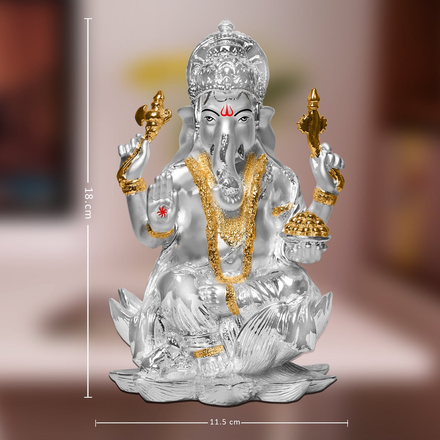 Diviniti 999 Silver Plated Ganesha Idol for Home Decor Showpiece (18 X 11.5 CM)