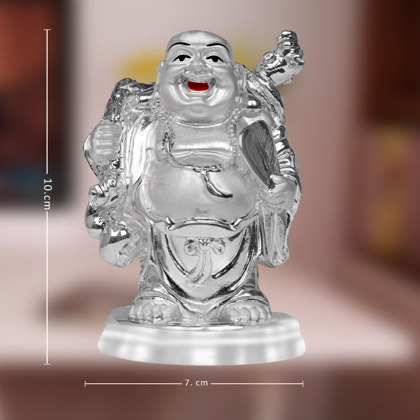 Diviniti 999 Silver Plated Laughing Buddha Statue for Home Decor (10X7CM)