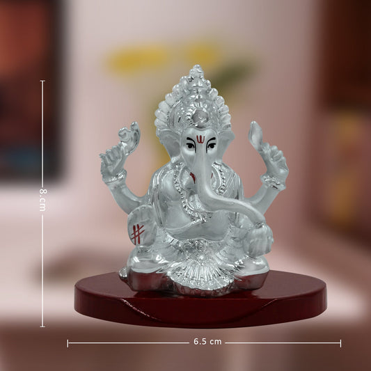 Diviniti 999 Silver Plated Lord Ganesha Idol for Home Decor Showpiece (8X6.5CM)