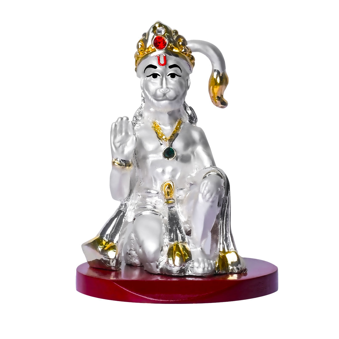 DIVINITI 999 Silver Plated Lord Hanuman Idol For Car Dashboard, Home Decor, Housewarming Gift (9 X 6 CM)