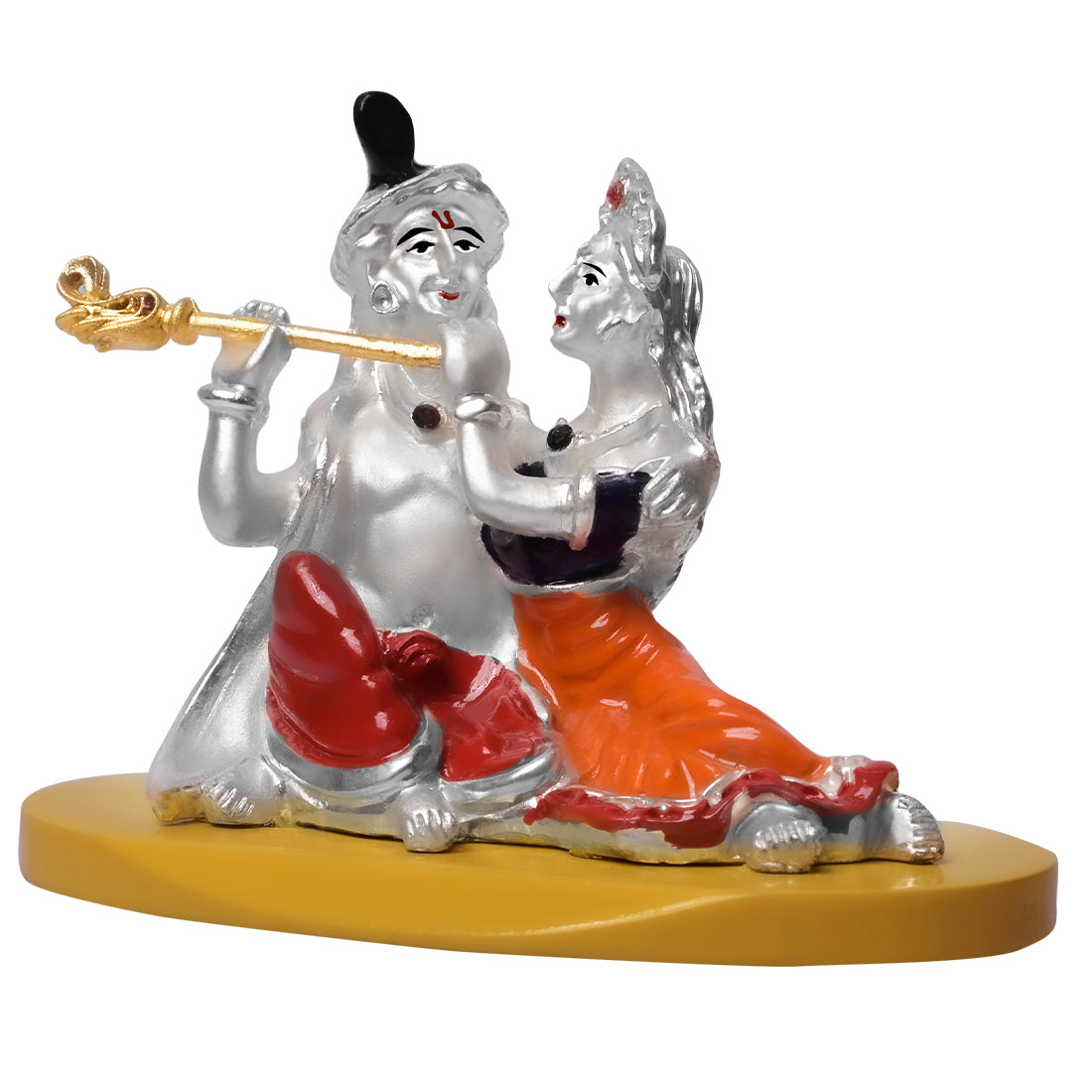 DIVINITI 999 Silver Plated Radha Krishna Idol For Home Decor, Car Dashboard, Puja, Gift (6 X 8.5 CM)