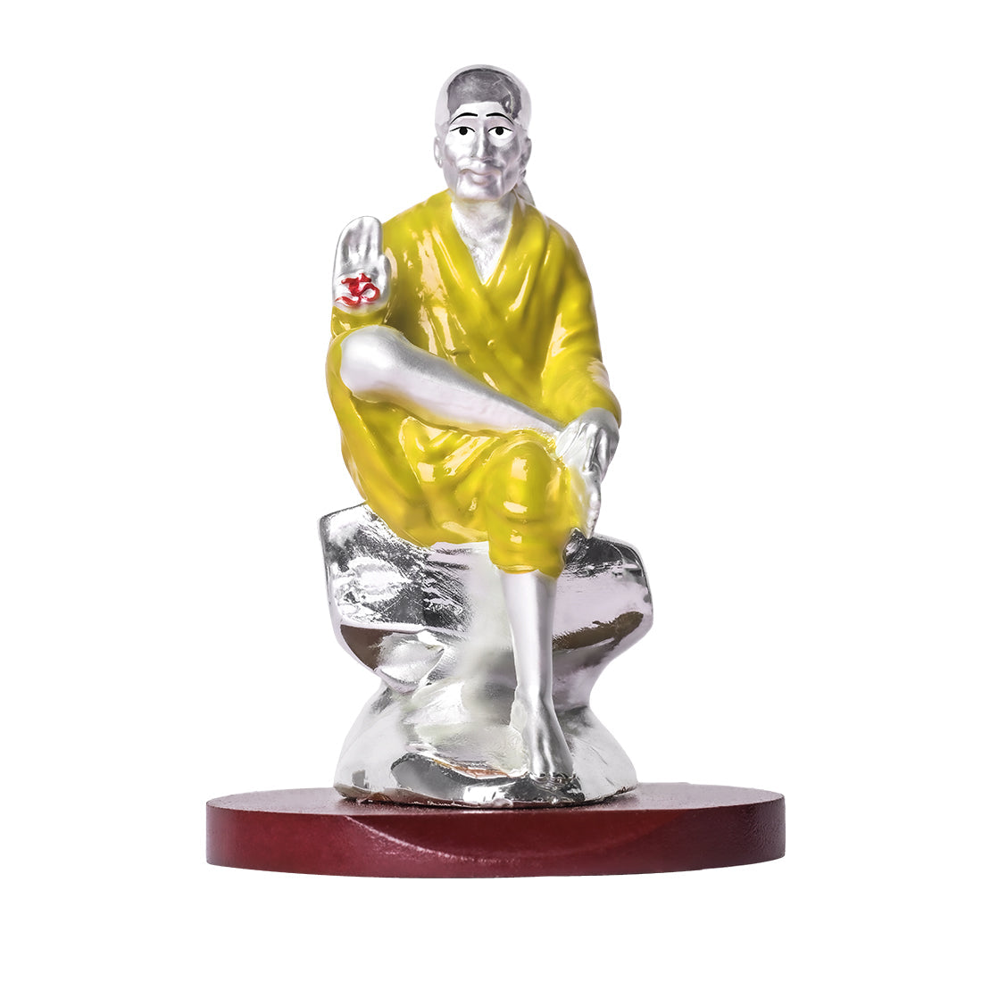 DIVINITI 999 Silver Plated Sai Baba Idol For Home Decoration, Car Dashboard, Gift (6 X 6 CM)