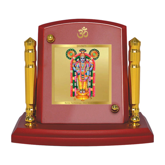 Diviniti 24K Gold Plated Guruvayurappan Ji For Car Dashboard, Home Decor, Worship (7 x 9 CM)