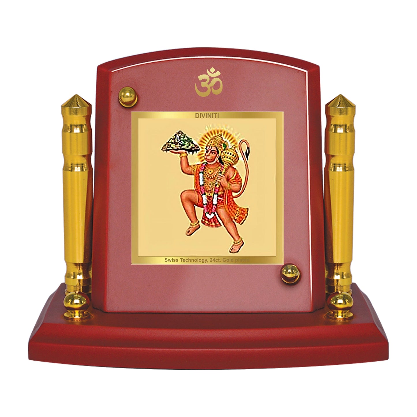 Diviniti 24K Gold Plated Hanuman Ji For Car Dashboard, Home Decor, Festival Gift (7 x 9 CM)